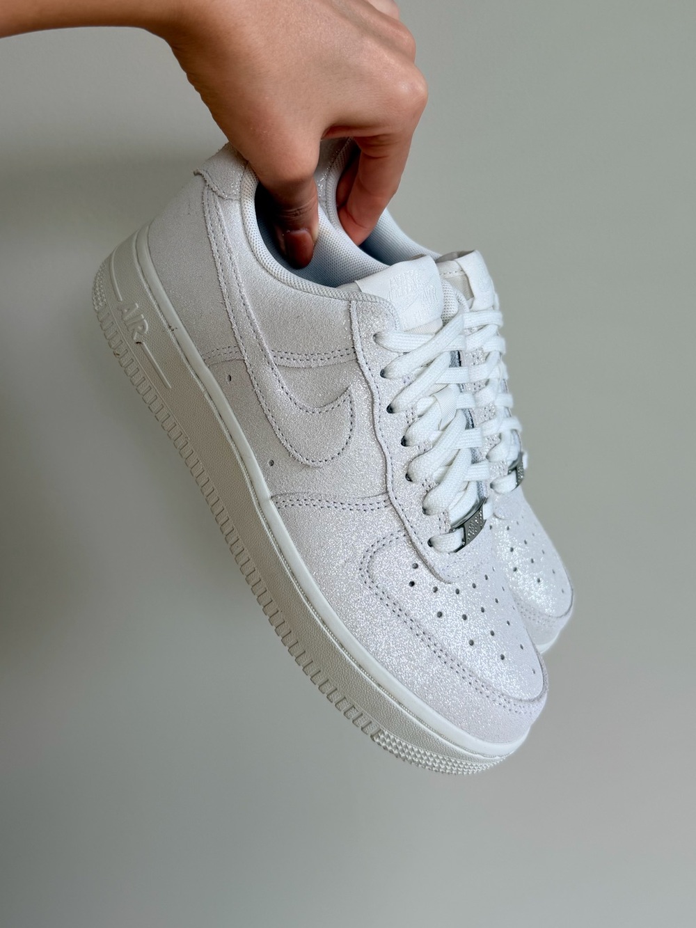 Nike Air Force 1 '07 SE Sail Glittery Suede Sneakers, Women's Size 7